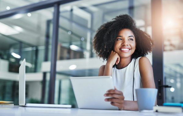 Cropped shot of an attractive young businesswoman working in her office